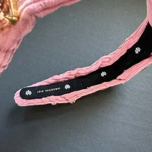 LELE SADOUGHI BLUSH CRYSTAL CORDUROY SLIM KNOTTED HEADBAND Lele Sadoughi Embellished Crystal Corduroy Slim Knotted  main image 2